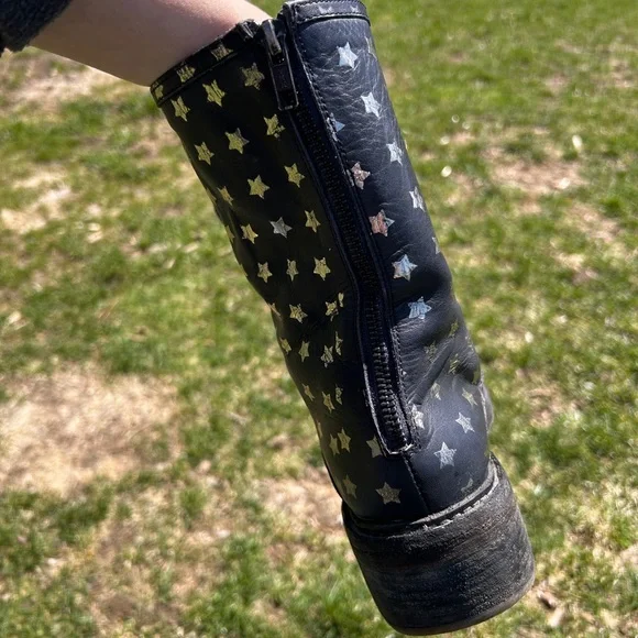 Rare - Free People Santa Fe Lace-Up Boot in Leather Washed Black Star - Picture 4 of 10